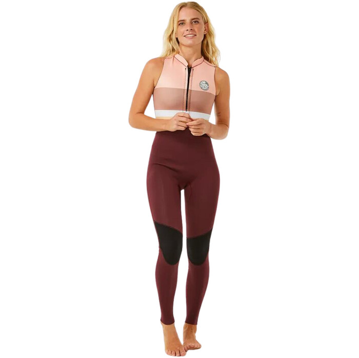 2024 Rip Curl Mujer G-Bomb 1.5mm Front Zip Long Jane Neopreno 15GWFS - Plum